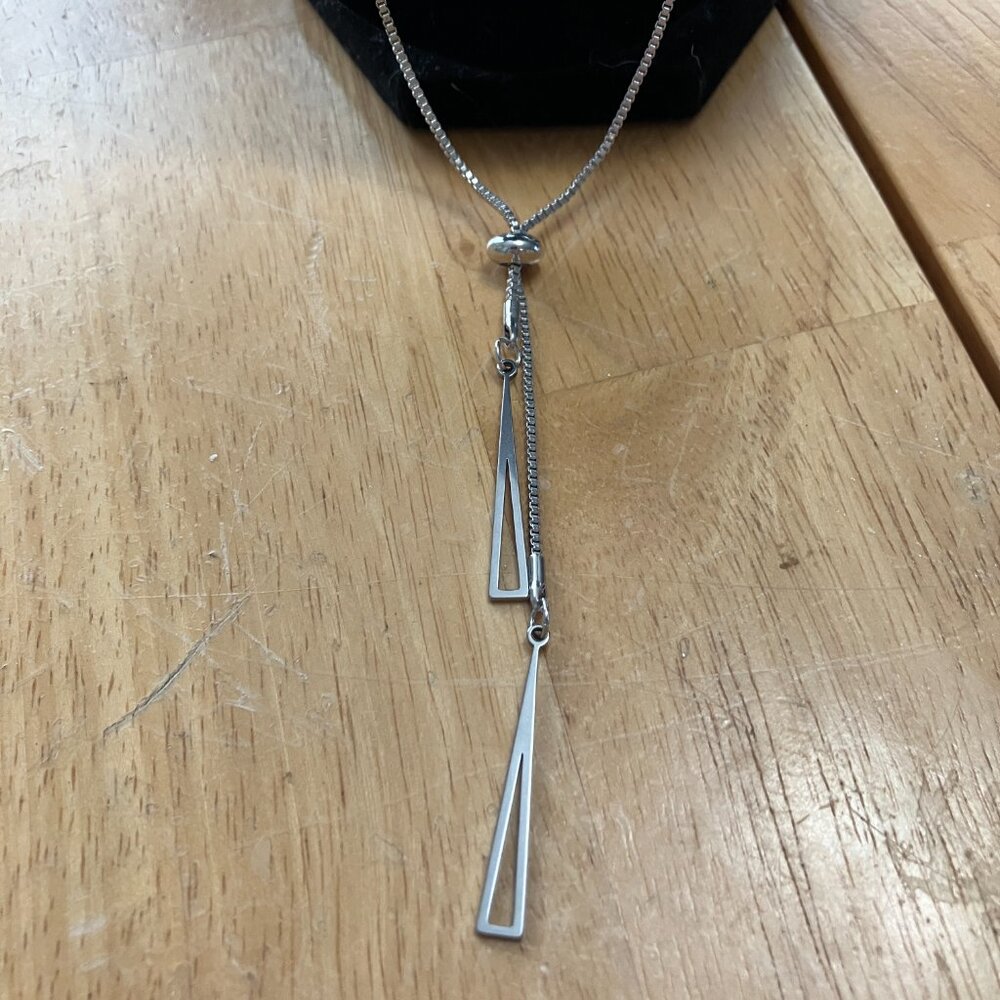 Silver Lariat with Sliding Length Adjuster EUC - Picture 2 of 8